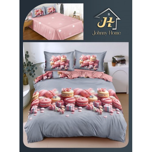 Lenjerie de Pat dublu, Bumbac Satinat Superior,4 Piese Cearceaf de pat 240 x 250 cm, A50-87