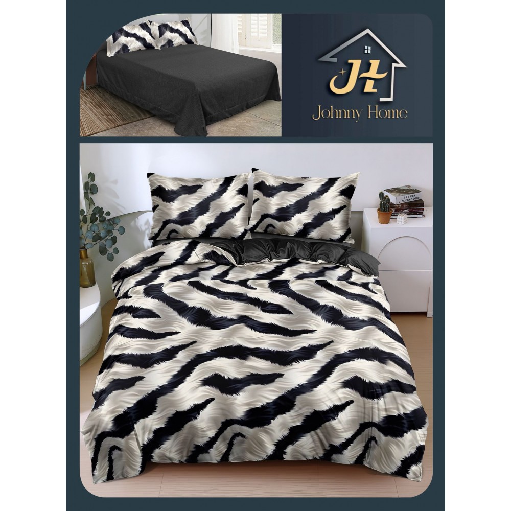 Lenjerie de Pat dublu, Bumbac Satinat Superior,4 Piese Cearceaf de pat 240 x 250 cm, A50-89 LENJERII DIN BUMBAC SATINAT