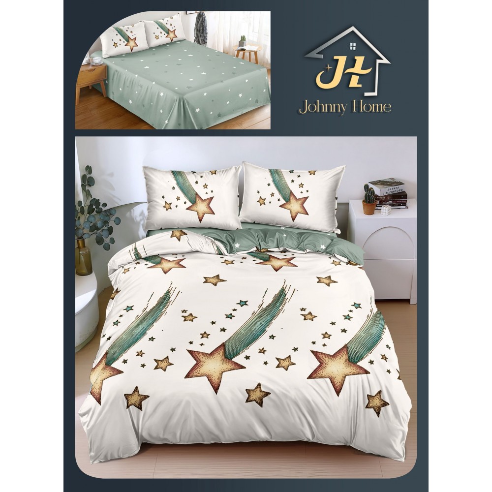 Lenjerie de Pat dublu, Bumbac Satinat Superior,4 Piese Cearceaf de pat 240 x 250 cm, A50-90 LENJERII DIN BUMBAC SATINAT