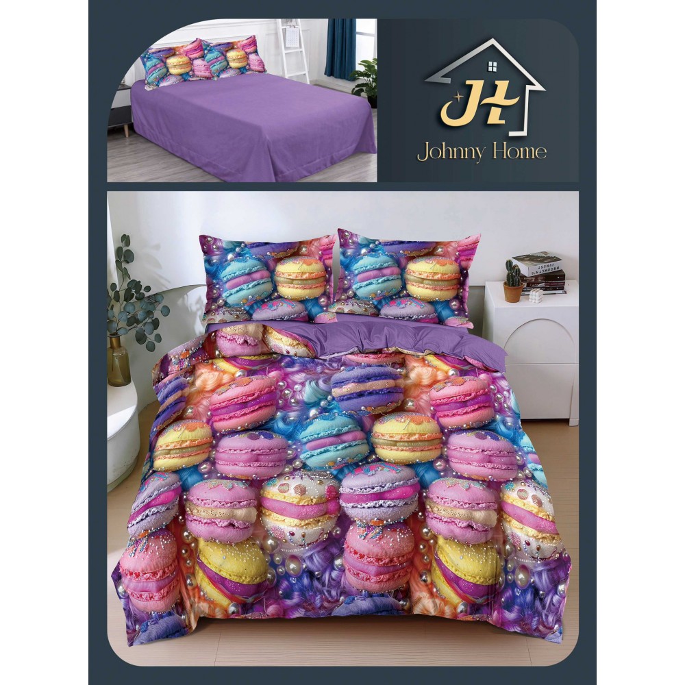 Lenjerie de Pat dublu, Bumbac Satinat Superior,4 Piese Cearceaf de pat 240 x 250 cm, A50-91 LENJERII DIN BUMBAC SATINAT