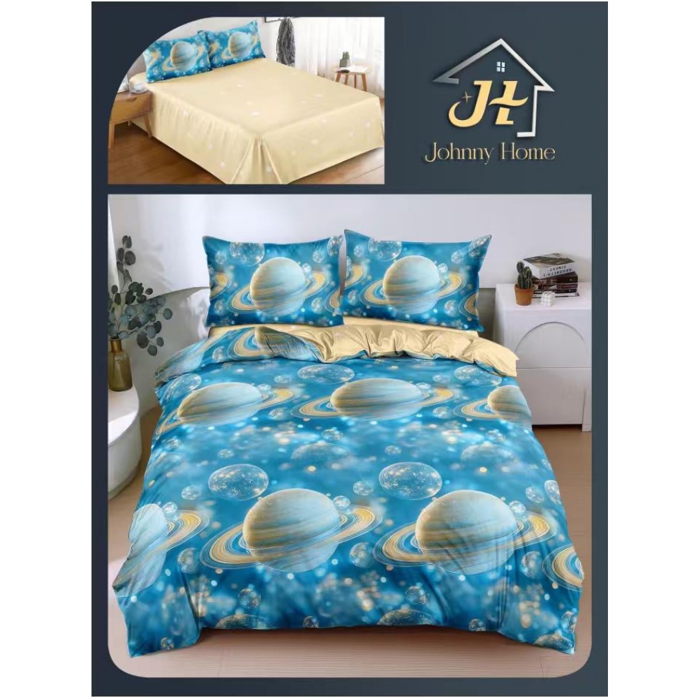 Lenjerie de Pat dublu, Bumbac Satinat Superior,4 Piese Cearceaf de pat 240 x 250 cm, A50-93 LENJERII DIN BUMBAC SATINAT