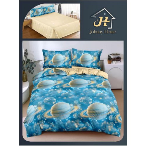 Lenjerie de Pat dublu, Bumbac Satinat Superior,4 Piese Cearceaf de pat 240 x 250 cm, A50-93