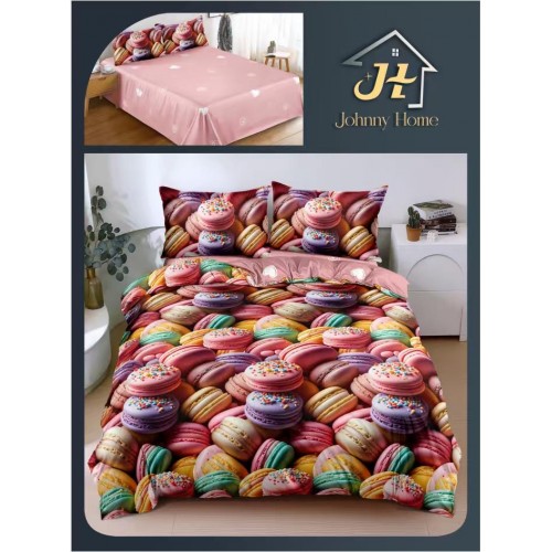 Lenjerie de Pat dublu, Bumbac Satinat Superior,4 Piese Cearceaf de pat 240 x 250 cm, A50-95