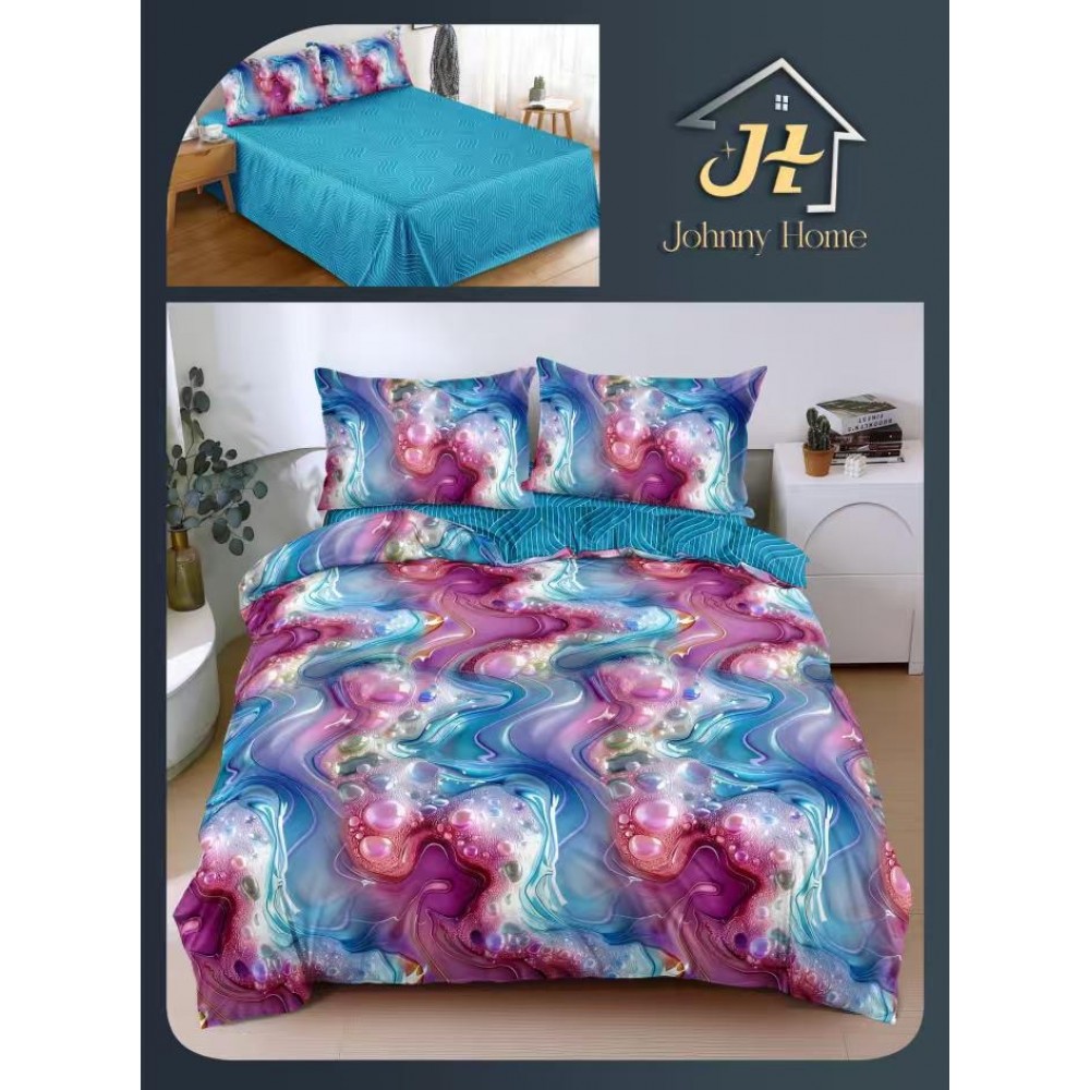 Lenjerie de Pat dublu, Bumbac Satinat Superior,4 Piese Cearceaf de pat 240 x 250 cm, A50-99 LENJERII DIN BUMBAC SATINAT