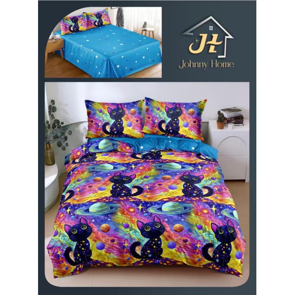 Lenjerie de Pat dublu, Bumbac Satinat Superior,4 Piese Cearceaf de pat 240 x 250 cm, A50-100 LENJERII DIN BUMBAC SATINAT