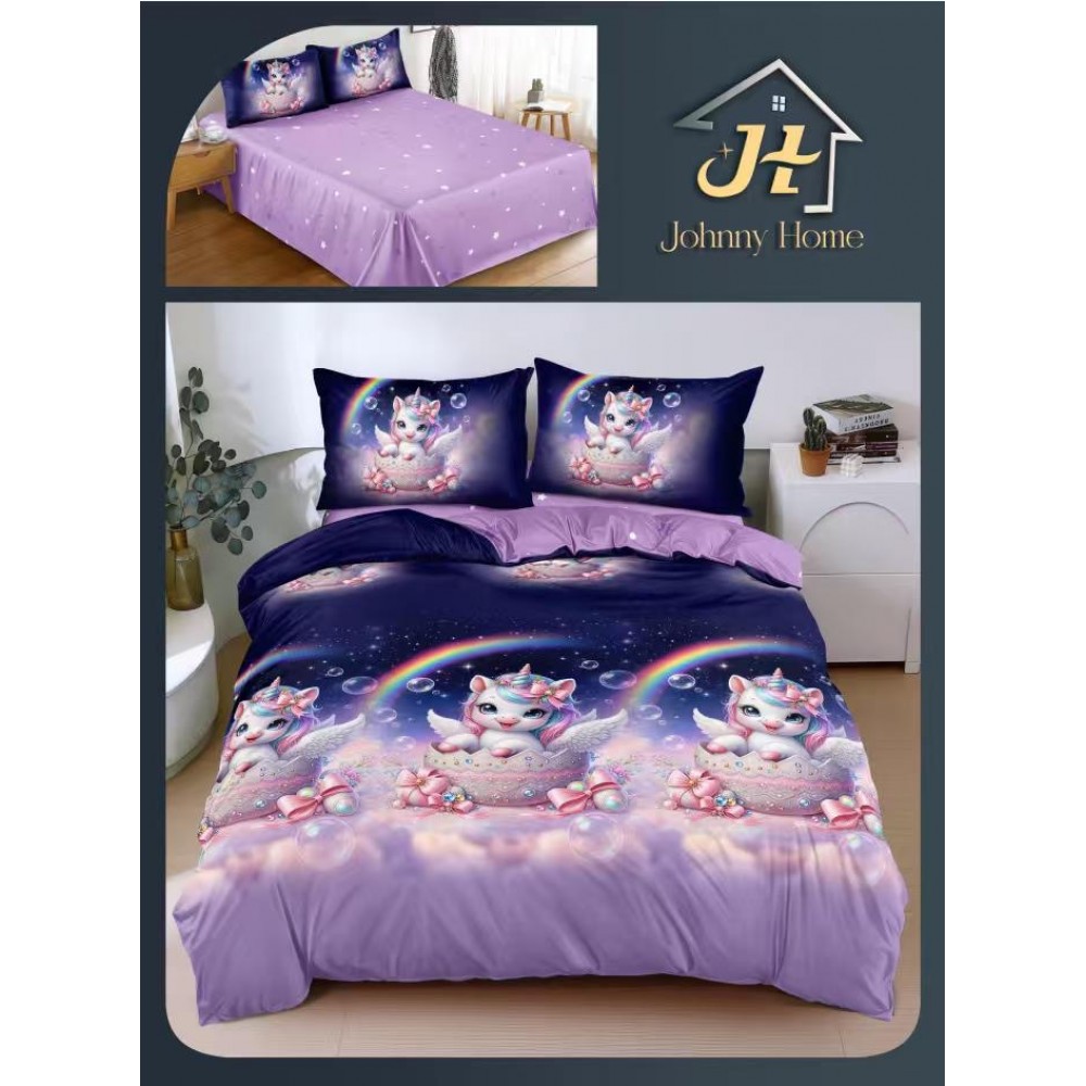 Lenjerie de Pat dublu, Bumbac Satinat Superior,4 Piese Cearceaf de pat 240 x 250 cm, A50-103 LENJERII DIN BUMBAC SATINAT