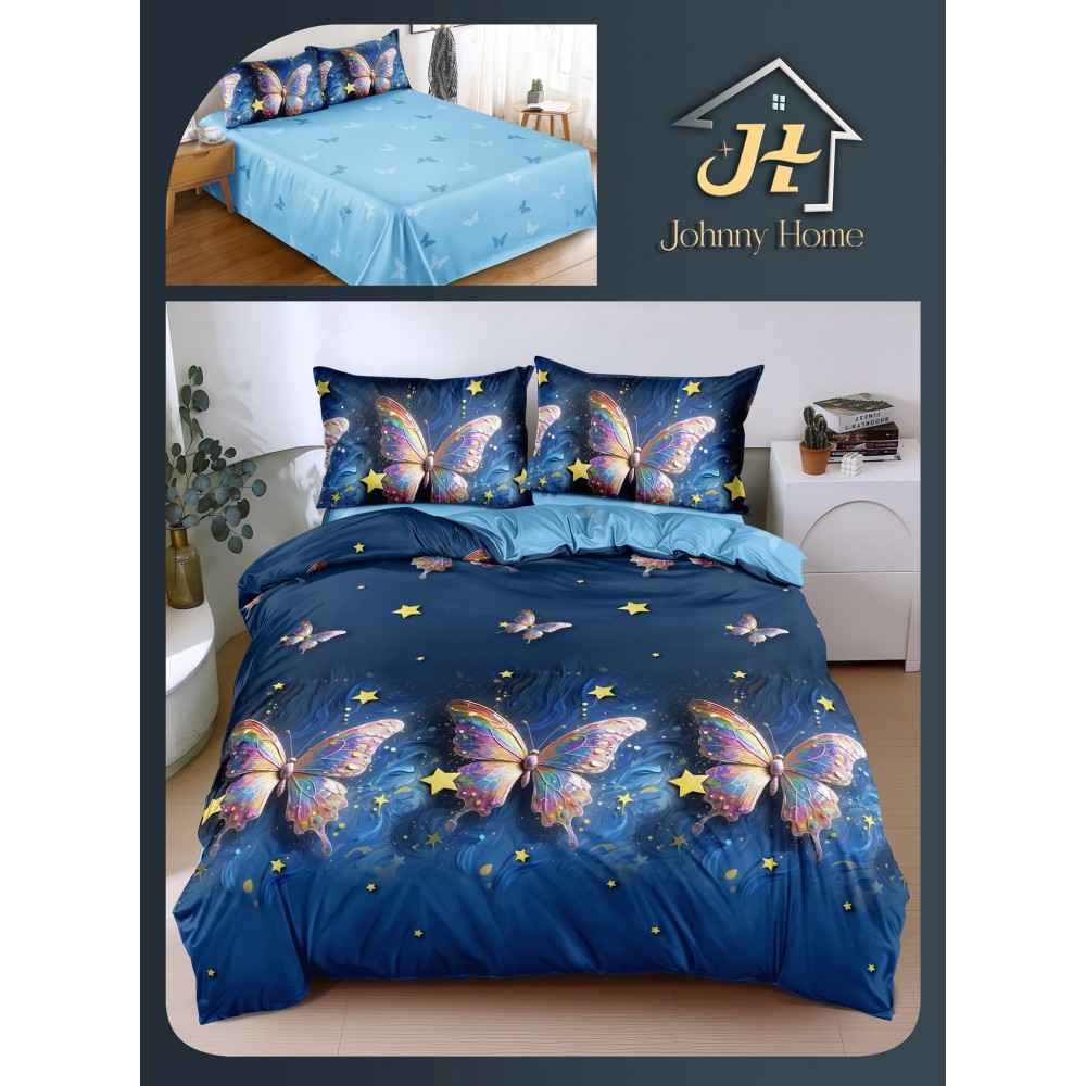Lenjerie de Pat dublu, Bumbac Satinat Superior,4 Piese Cearceaf de pat 240 x 250 cm, A50-105 LENJERII DIN BUMBAC SATINAT