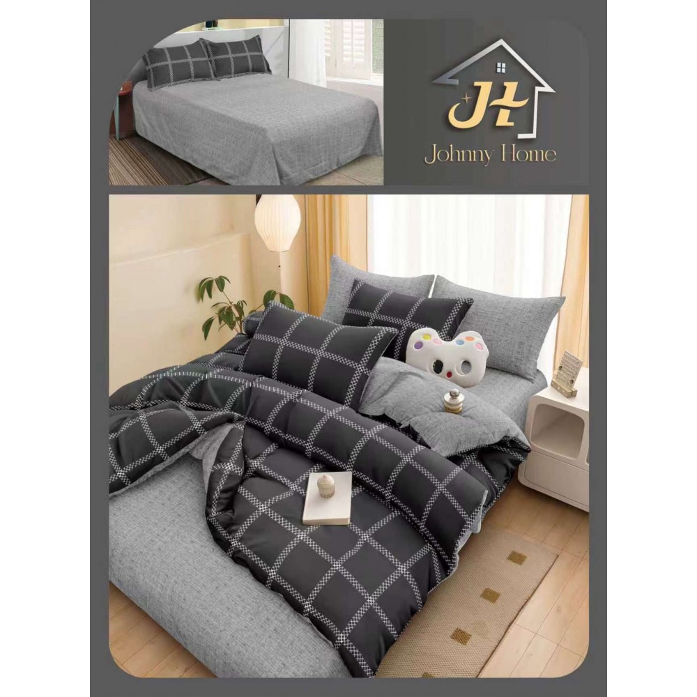Lenjerie de Pat dublu, Bumbac Satinat Superior,4 Piese Cearceaf de pat 240 x 250 cm, A50-111 LENJERII DIN BUMBAC SATINAT