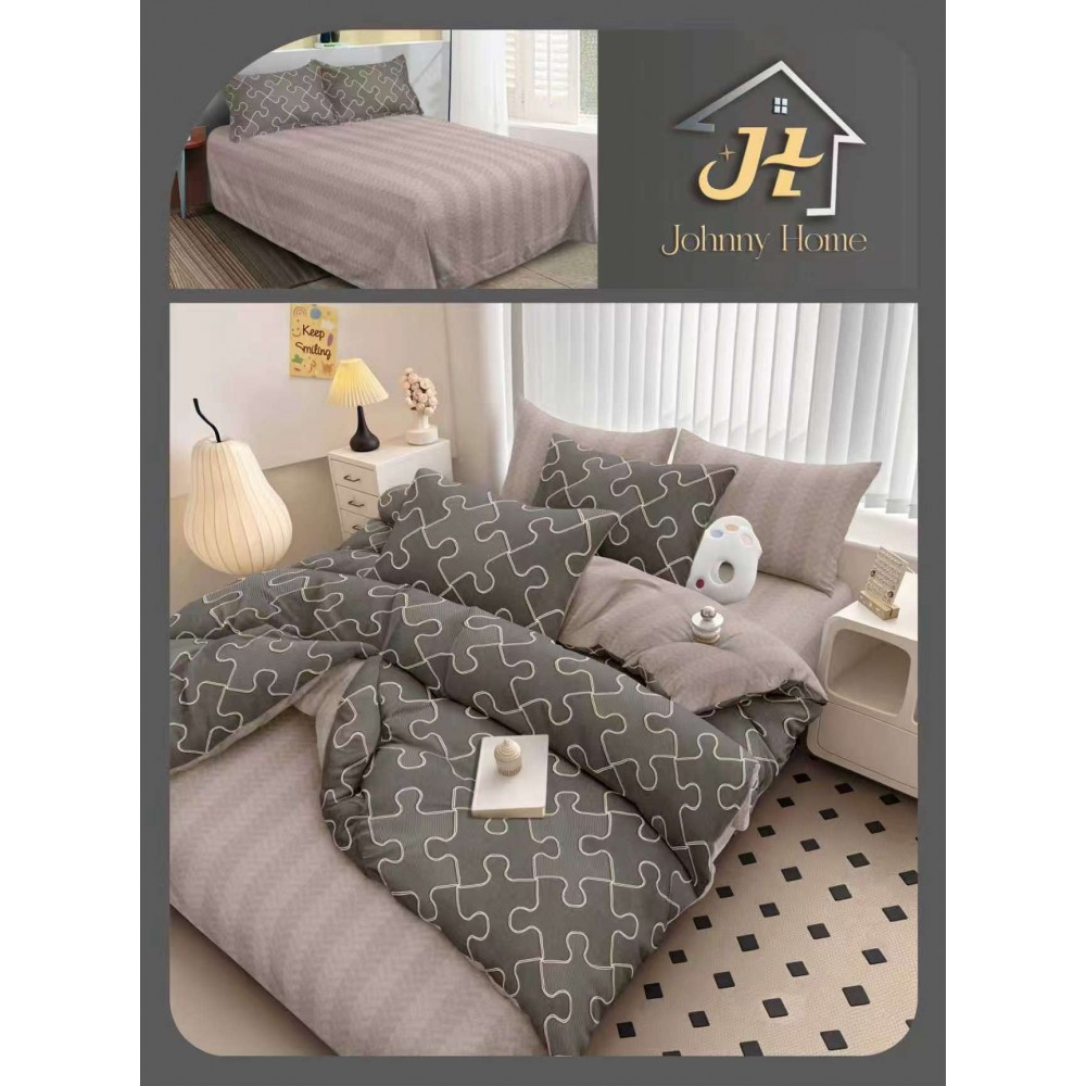 Lenjerie de Pat dublu, Bumbac Satinat Superior,4 Piese Cearceaf de pat 240 x 250 cm, A50-112 LENJERII DIN BUMBAC SATINAT