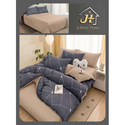 Lenjerie de Pat dublu, Bumbac Satinat Superior,4 Piese Cearceaf de pat 240 x 250 cm, A50-113