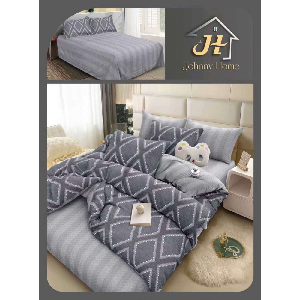 Lenjerie de Pat dublu, Bumbac Satinat Superior,4 Piese Cearceaf de pat 240 x 250 cm, A50-114 LENJERII DIN BUMBAC SATINAT