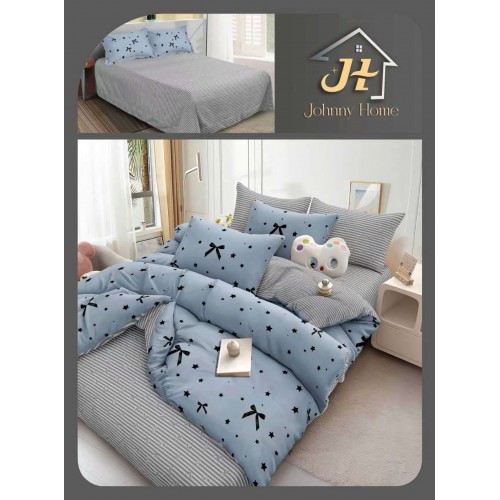 Lenjerie de Pat dublu, Bumbac Satinat Superior,4 Piese Cearceaf de pat 240 x 250 cm, A50-119