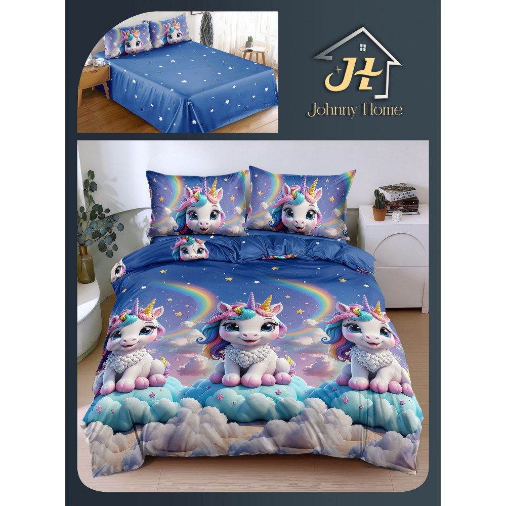 Lenjerie de Pat dublu, Bumbac Satinat Superior,4 Piese Cearceaf de pat 240 x 250 cm, A50-120 LENJERII DIN BUMBAC SATINAT