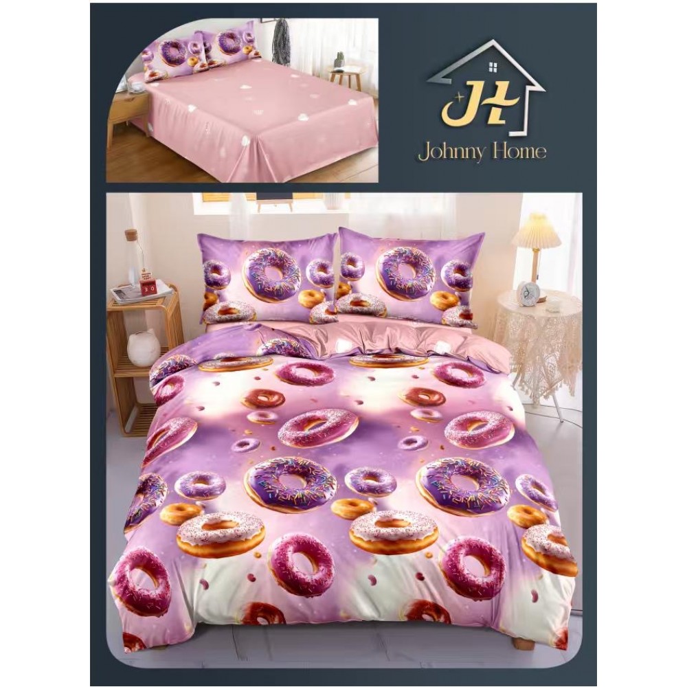 Lenjerie de Pat dublu, Bumbac Satinat Superior,4 Piese Cearceaf de pat 240 x 250 cm, A50-121 LENJERII DIN BUMBAC SATINAT