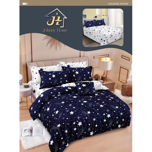 Lenjerie de pat dublu Din Finet, 6 piese, Pentru pat de 2 persoane, 240x250 cm R60-1