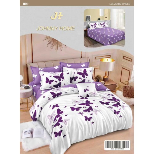 Lenjerie de pat dublu Din Finet, 6 piese, Pentru pat de 2 persoane, 240x250 cm R60-11
