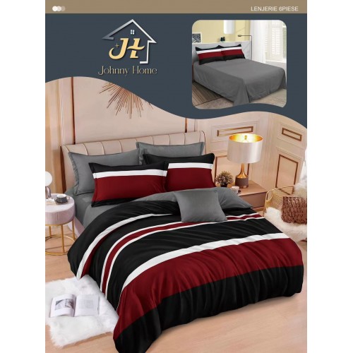 Lenjerie de pat dublu Din Finet, 6 piese, Pentru pat de 2 persoane, 240x250 cm R60-12