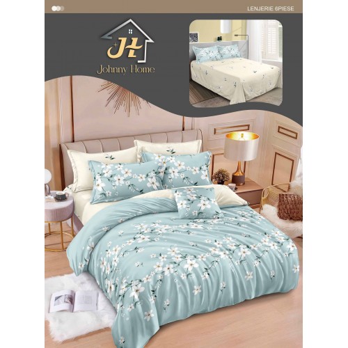 Lenjerie de pat dublu Din Finet, 6 piese, Pentru pat de 2 persoane, 240x250 cm R60-16