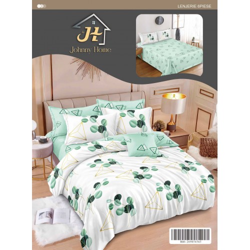 Lenjerie de pat dublu Din Finet, 6 piese, Pentru pat de 2 persoane, 240x250 cm R60-19