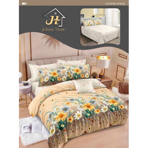 Lenjerie de pat dublu Din Finet, 6 piese, Pentru pat de 2 persoane, 240x250 cm R60-30