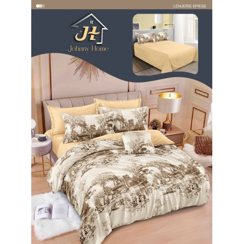 Lenjerie de pat dublu Din Finet, 6 piese, Pentru pat de 2 persoane, 240x250 cm R60-44