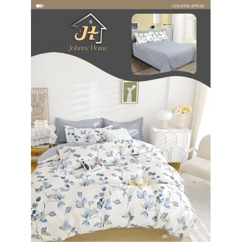 Lenjerie de pat dublu Din Finet, 6 piese, Pentru pat de 2 persoane, 240x250 cm R60-49