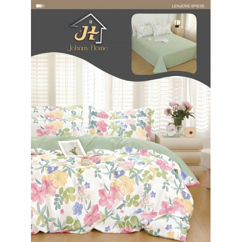Lenjerie de pat dublu Din Finet, 6 piese, Pentru pat de 2 persoane, 240x250 cm R60-51
