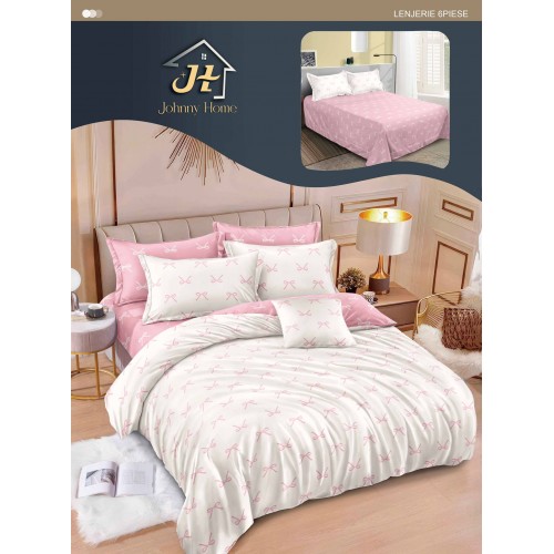 Lenjerie de pat dublu Din Finet, 6 piese, Pentru pat de 2 persoane, 240x250 cm R60-52