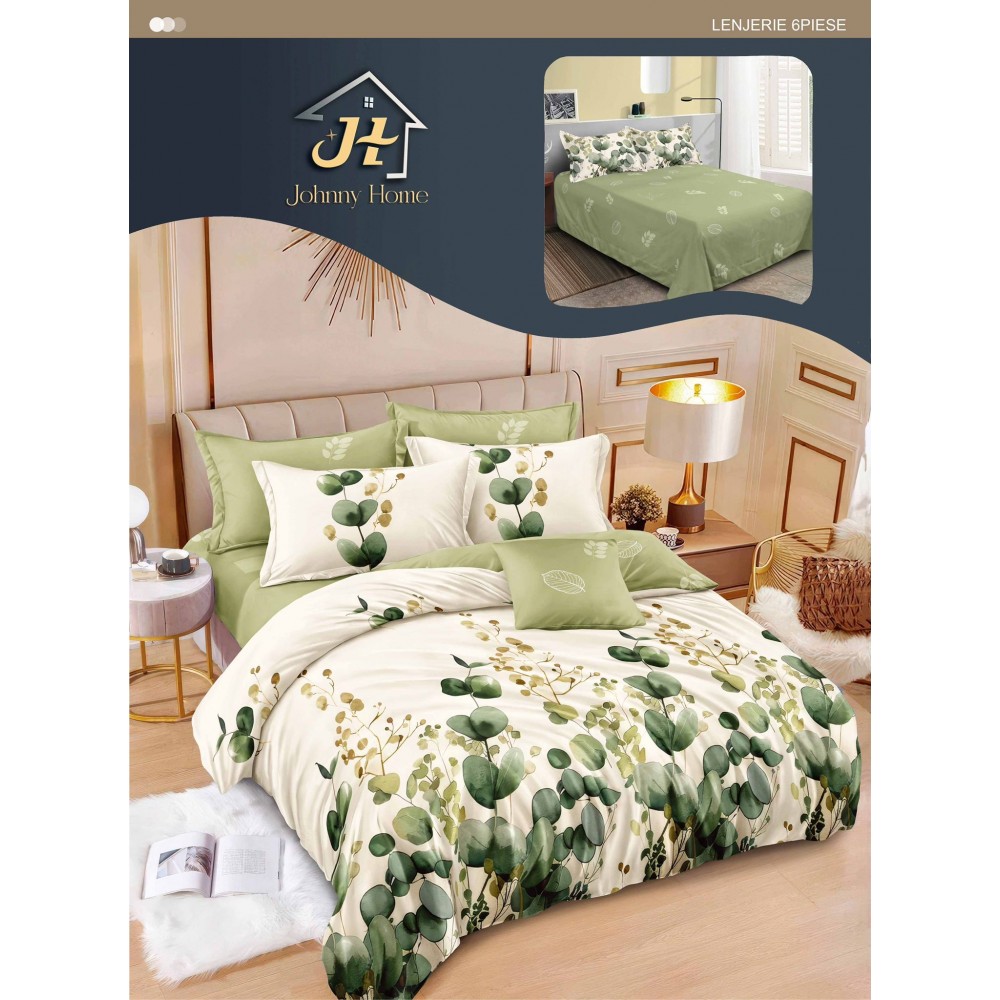 Lenjerie de pat dublu Din Finet, 6 piese, Pentru pat de 2 persoane, 240x250 cm R60-59 Lenjerii din finet 6 piese