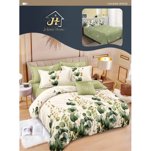 Lenjerie de pat dublu Din Finet, 6 piese, Pentru pat de 2 persoane, 240x250 cm R60-59