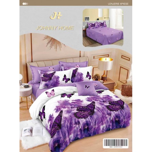 Lenjerie de pat dublu Din Finet, 6 piese, Pentru pat de 2 persoane, 240x250 cm R60-60