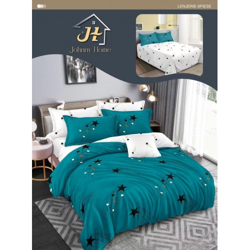 Lenjerie de pat dublu Din Finet, 6 piese, Pentru pat de 2 persoane, 240x250 cm R60-62