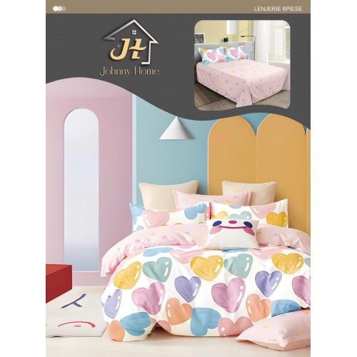 Lenjerie de pat dublu Din Finet, 6 piese, Pentru pat de 2 persoane, 240x250 cm R60-63