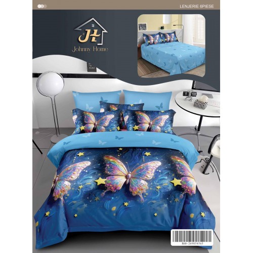 Lenjerie de pat dublu Din Finet, 6 piese, Pentru pat de 2 persoane, 240x250 cm R60-69
