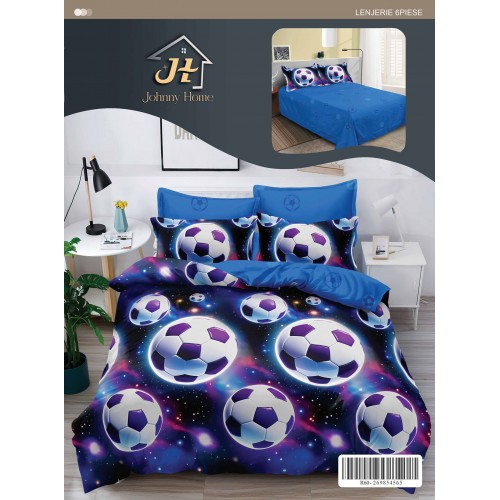 Lenjerie de pat dublu Din Finet, 6 piese, Pentru pat de 2 persoane, 240x250 cm R60-70