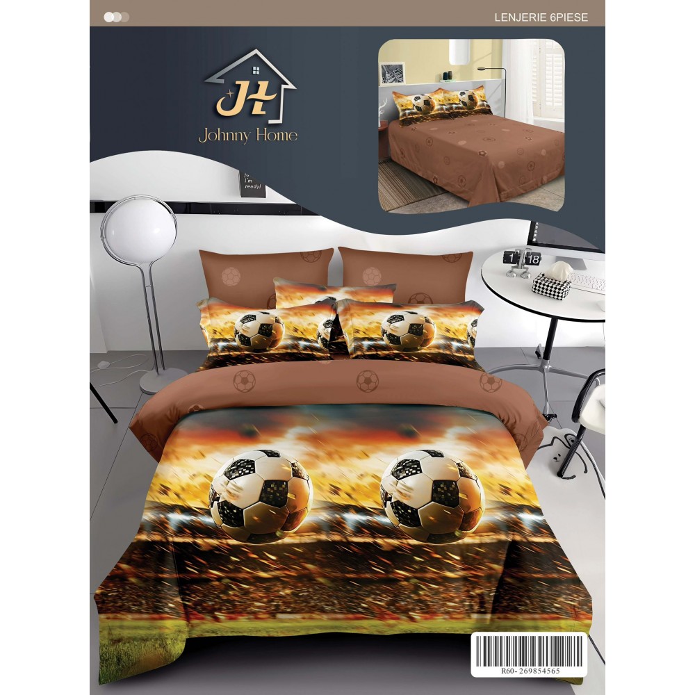 Lenjerie de pat dublu Din Finet, 6 piese, Pentru pat de 2 persoane, 240x250 cm R60-75 Lenjerii din finet 6 piese