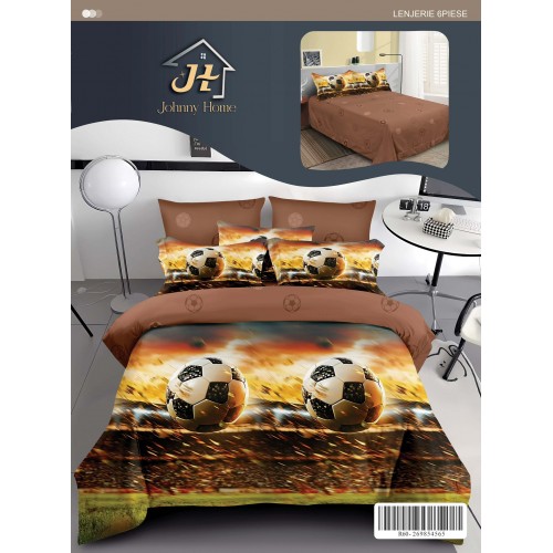 Lenjerie de pat dublu Din Finet, 6 piese, Pentru pat de 2 persoane, 240x250 cm R60-75