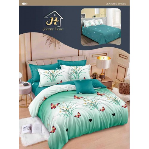 Lenjerie de pat dublu Din Finet, 6 piese, Pentru pat de 2 persoane, 240x250 cm R60-79