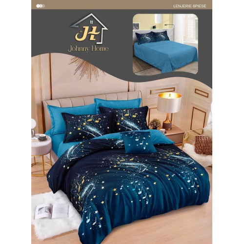 Lenjerie de pat dublu Din Finet, 6 piese, Pentru pat de 2 persoane, 240x250 cm R60-86