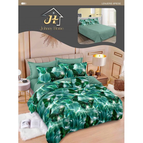Lenjerie de pat dublu Din Finet, 6 piese, Pentru pat de 2 persoane, 240x250 cm R60-88