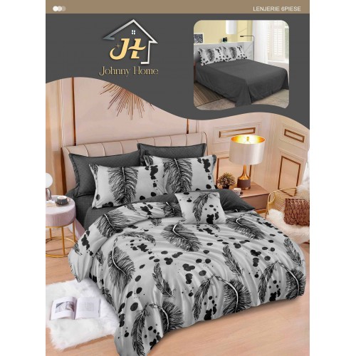 Lenjerie de pat dublu Din Finet, 6 piese, Pentru pat de 2 persoane, 240x250 cm R60-89