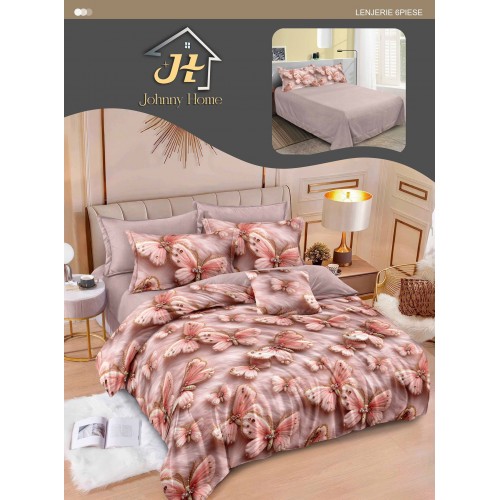 Lenjerie de pat dublu Din Finet, 6 piese, Pentru pat de 2 persoane, 240x250 cm R60-90