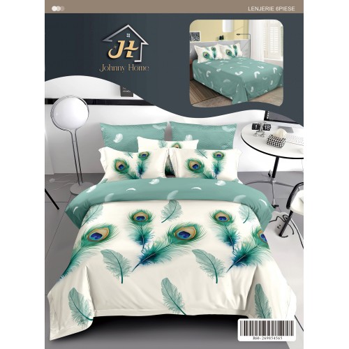 Lenjerie de pat dublu Din Finet, 6 piese, Pentru pat de 2 persoane, 240x250 cm R60-91