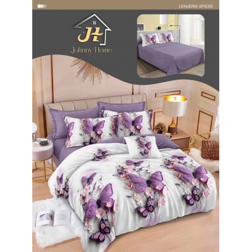 Lenjerie de pat dublu Din Finet, 6 piese, Pentru pat de 2 persoane, 240x250 cm R60-92