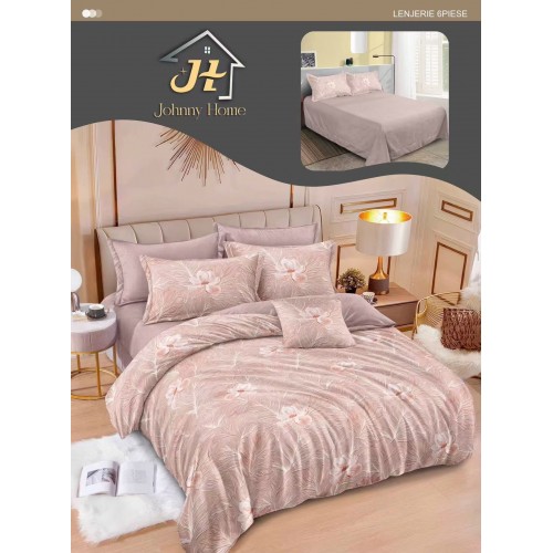 Lenjerie de pat dublu Din Finet, 6 piese, Pentru pat de 2 persoane, 240x250 cm R60-93