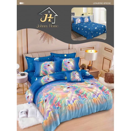 Lenjerie de pat dublu Din Finet, 6 piese, Pentru pat de 2 persoane, 240x250 cm R60-94