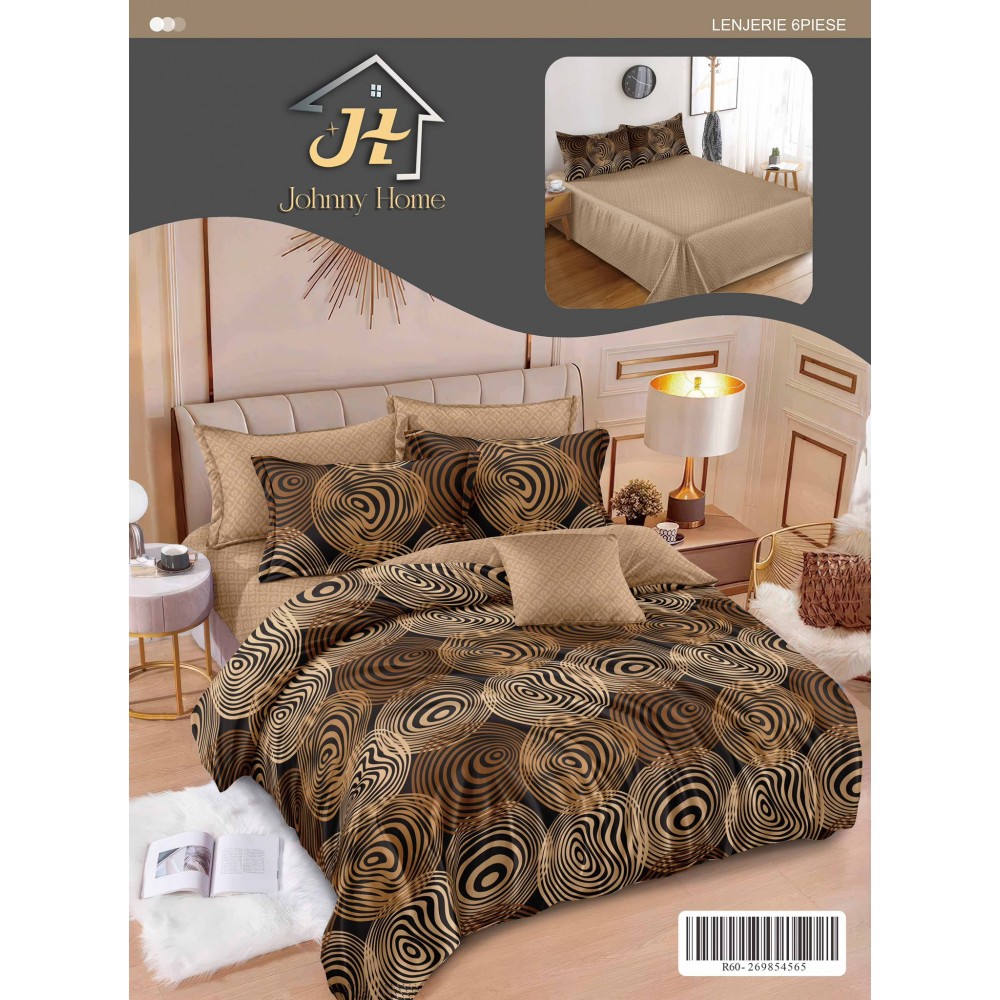 Lenjerie de pat dublu Din Finet, 6 piese, Pentru pat de 2 persoane, 240x250 cm R60-95 Lenjerii din finet 6 piese