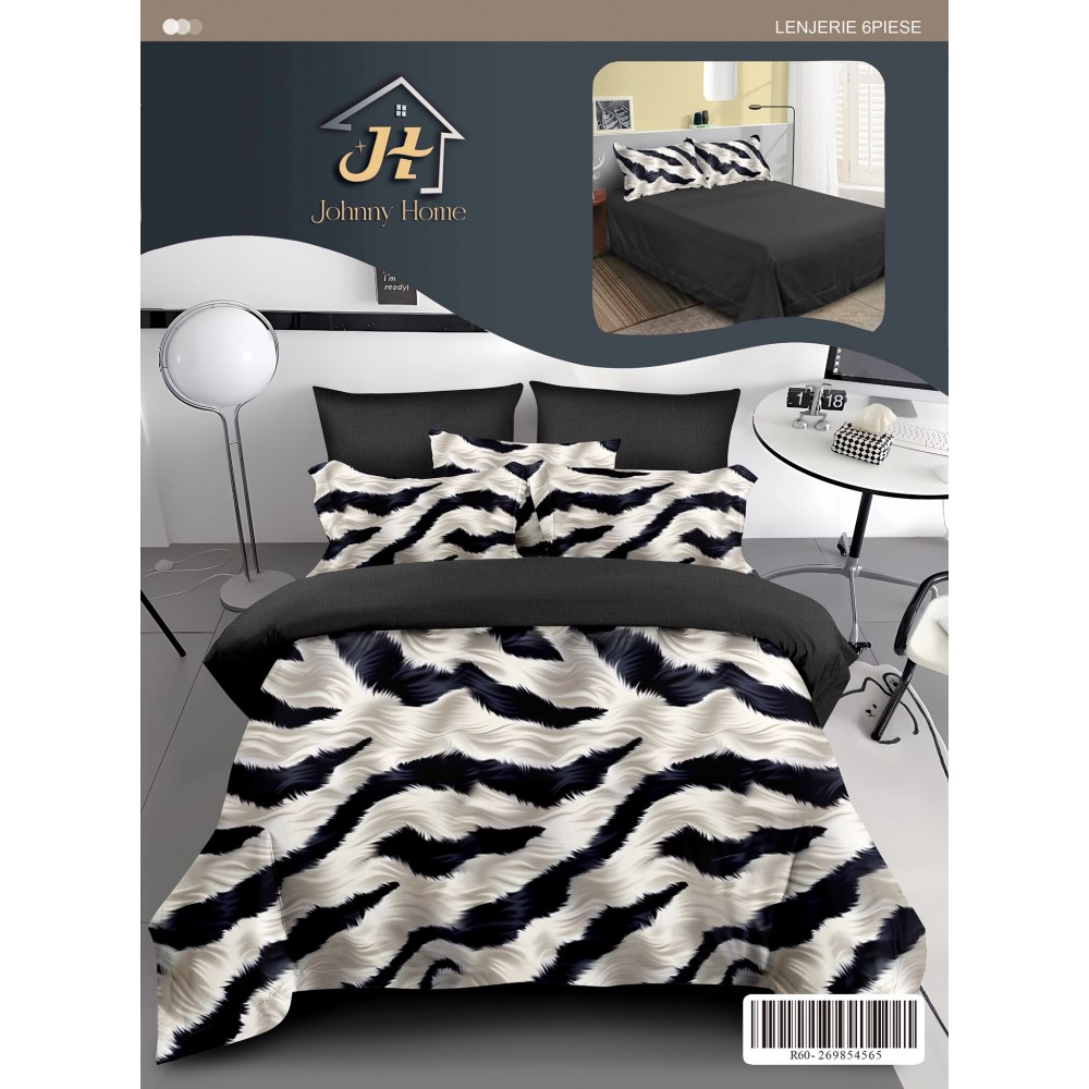 Lenjerie de pat dublu Din Finet, 6 piese, Pentru pat de 2 persoane, 240x250 cm R60-96 Lenjerii din finet 6 piese
