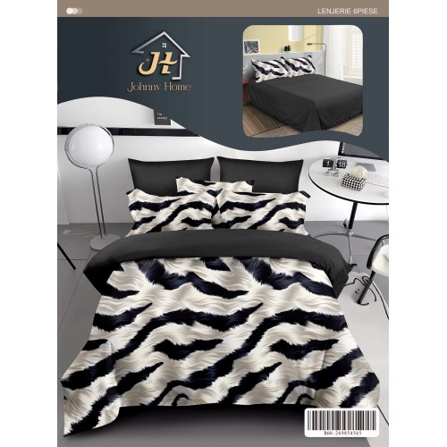 Lenjerie de pat dublu Din Finet, 6 piese, Pentru pat de 2 persoane, 240x250 cm R60-96