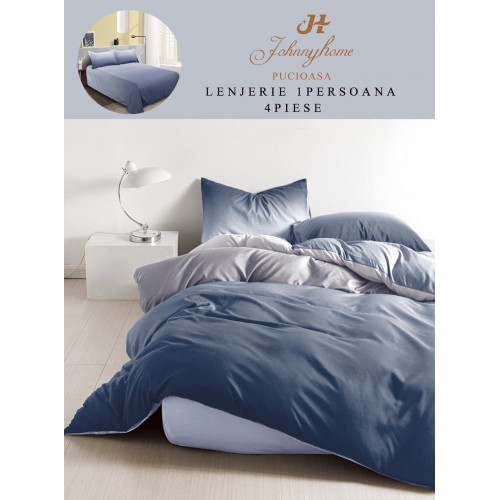 Lenjerie De Pat 1 Persoana 4 Piese, din Bumbac Finet, Cearceaf de pat 155x200cm, Y60-16